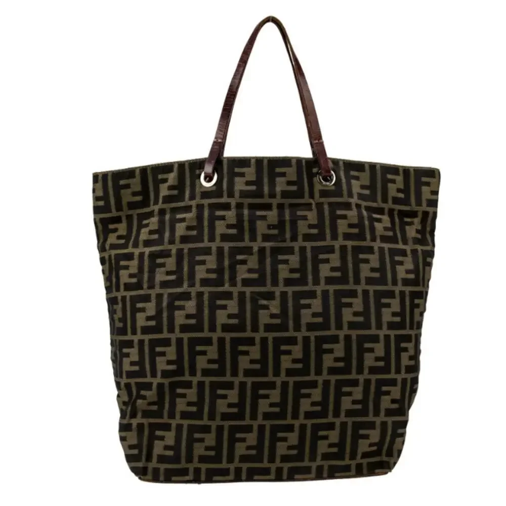 Fendi FF Logo Zucca Bag Shoulder‎ Strap Tote Purse Brown Black Canvas Monogram